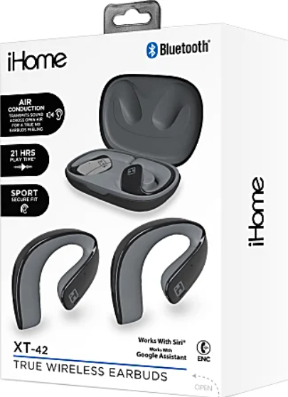 iHome Bluetooth XT-30 True Wireless Black Earbuds w/Rechargeable Carrying Case