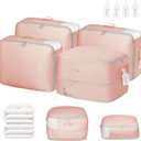 DIMJ Comforter Storage Bag 4 Pack - Blanket Storage Organizer Compression Bags, Large Capacity Ultra Space Saving Self Compression Organize for Bedding, Pillow, Duvet, Sheet Storage with Zipper Window (Pink)