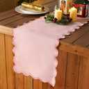 Scalloped Edge Table Runner 70 Inches, Blush Pink, Peach, 70 x 14 inches