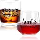 Ithmahco Aunt And Uncle Christmas Gifts, Aunt Wine Glass And Uncle Whiskey Glass Set, Aunt Uncle Gifts, Best Aunt And Uncle Ever Gift Set, Funny Christmas Birthday Gifts For Aunt Uncle