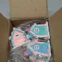 3Pcs Pastel Candy House Christmas Tree Ornaments with Lighted LED, Clay Gingerbread House Hanging Ornaments with Rope for Xmas Tree Holiday Party Home Decoration