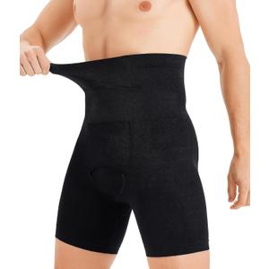 TAILONG Mens Shapewear Tummy Control Underwear Compression Shorts Slimming Body Shaper Leg Boxer Briefs (Large, Black)