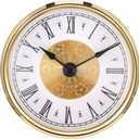 Hicarer 3-1/8 Inch (80 mm) Mini Quartz Clock Insert Round Clocks Head Insert Roman Number Replacement Movement White Face (Gold Trim)