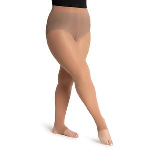 Capezio Womens Ultra Soft Self Knit Waistband Stirrup Tight, Light Suntan, 1X-2X US Black L/XL