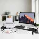 Across-Star Dual-Monitor Stand for Desk - Large Adjustable Length and Angle Riser for 2 Monitors, Double Computer Desktop Organizer, Shelf for TV, Laptop, Printer