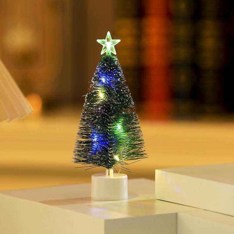 Mini LED Christmas Tree Decoration, Tabletop Size with Star Topper, Multi-Color Lights (Color 1)