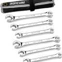 Flare Nut Wrench Set: 6-piece SAE & Metric Line Wrench Set for Removing or Replacing Nuts on Fuel, Brake or Air Conditioning Lines, Organizer Pouch Included