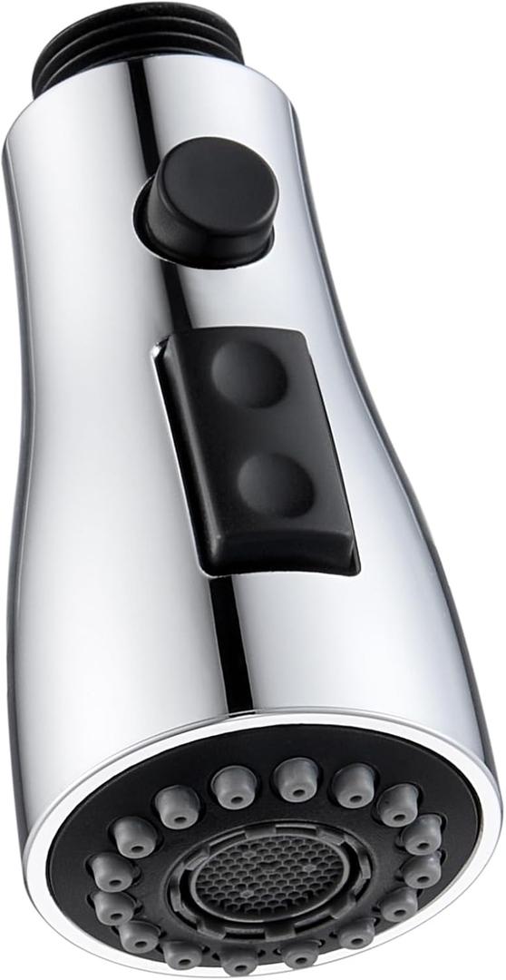 Angle Simple Kitchen Faucet Head Replacement, G 1/2 or 13/16 Inch Male Thread, NSF/ANSI/CAN 61 & 372 Testing, Sink Faucet Sprayer Replacement Parts, Stream Spray and Pause Mode, Chrome