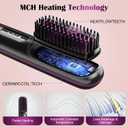 Go Brush Pro Portable Cordless Hair Straightener Brush for Travel, 30s Fast Heat for Instant On-the-Go Styling, 3 Adjustable Temperature Settings for All Hair Types,Midnight Black