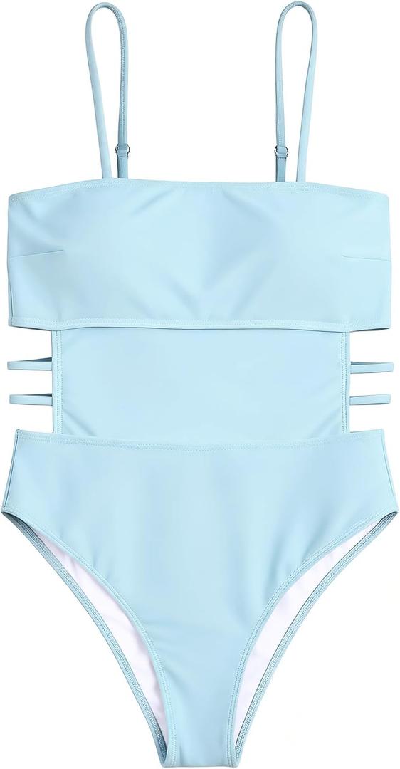 Women Cut Out One Piece Swimsuit Slimming Sexy Tummy Control Bathing Suit Swimwear (XL)