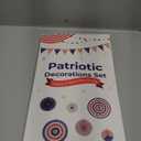 HOOSUN Patriotic 4th of July Decorations Set, 9 Pcs Red White and Blue Paper Fans, USA Pennant Bunting, Star Streamers, Patriotic Tablecloth for Fourth of July Party Supplies, Memorial Day Decor