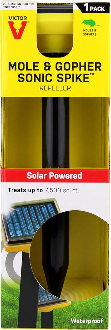 Victor M9014 Solar Powered Mole and Gopher Sonic Spike Black