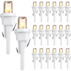 Honoson 120 Count 5 mm Christmas LED Replacement Bulbs Bulk Wide Angle Christmas LED Light Bulbs Xmas String Replacement Festival Light Decoration (White Base with Warm White Bulb)