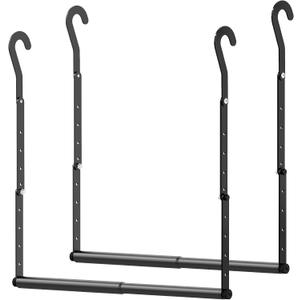 Mavivegue 2 Pack Adjustable Closet Rods for Hanging Clothes, Heavy Duty Closet Hanging Rod, Double Hanging Closet Rod, Space-Saving Closet Extender Hanging Rod, Black