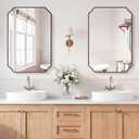 LAWADA Vanity Bathroom Mirror, 30" x 36" Black Scalloped Mirror for Wall