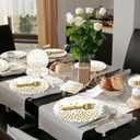 2 x 75PCS White and Gold Paper Plates Napkins Party Supplies, 7Inch Scalloped Gold Dot Paper Dessert Plates and Napkins Set Disposable Birthday Cake PlateTableware for Wedding Valentines Galentines Day