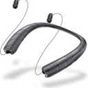 Neckband Bluetooth Headphones Speaker 2 in 1Wireless Wearable Speaker with Retractable Earbuds, 3D Stereo Sound, Portable Speaker and Headset w/Bulit in Mic for Home, Office and Outdoors (Black 2025)