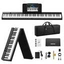 Carina Piano Keyboard, 88 Keys Full Size Semi Weighted Foldable Piano, Portable Electronic Keyboard Piano, Sustain Pedal, Keyboard Stickers, Music Stand and Piano Bag (Black)