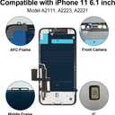 EFAITHFIX for iPhone 11 LCD Screen Replacement 6.1 Inch Frame Assembly LCD Display and 3D Touch Screen Digitizer with Repair Tools Kit for A2111, A2223, A2221 with Waterproof Adhesive Tempered Glass