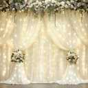10x10ft Ivory Backdrop Curtains with Lights Photo Drapes Wrinkle Free Fabric Backdrop Curtain for Wedding Birthday Party Baby Shower Bridal Shower Home Party Background Decorations