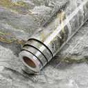 LACHEERY 160"x36" Grey and Gold Marble Contact Paper Peel and Stick Kitchen Bathroom Marble Countertop Contact Paper Waterproof Removable Wallpaper Marble Vinyl Wrap for Countertops Desk Counter Top