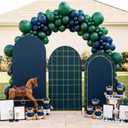 Chunful 3 Pcs Tartan Arch Backdrop Cover Baby Shower Photo Background Decor 2-Sided Round Top Elegant Buffalo Plaid Backdrop Arch Cover for Wedding Birthday Party Decoration 6 ft/5 ft/4 ft (Dark Blue)