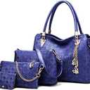 Pahajim Women Fashion Handbags set 4pcs PU Leather shoulder Bags Tote Bags Wallets Butterfly Chain Accessories
