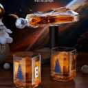Kollea Galaxy Blue Spaceship Whiskey Decanter Sets for Men, Spacecraft Limited Edition, 2 Funny Shot Glasses, Gift Ideas, Cool Liquor Dispenser for Home Bar, Christmas Birthday Gifts for Men Dad Him