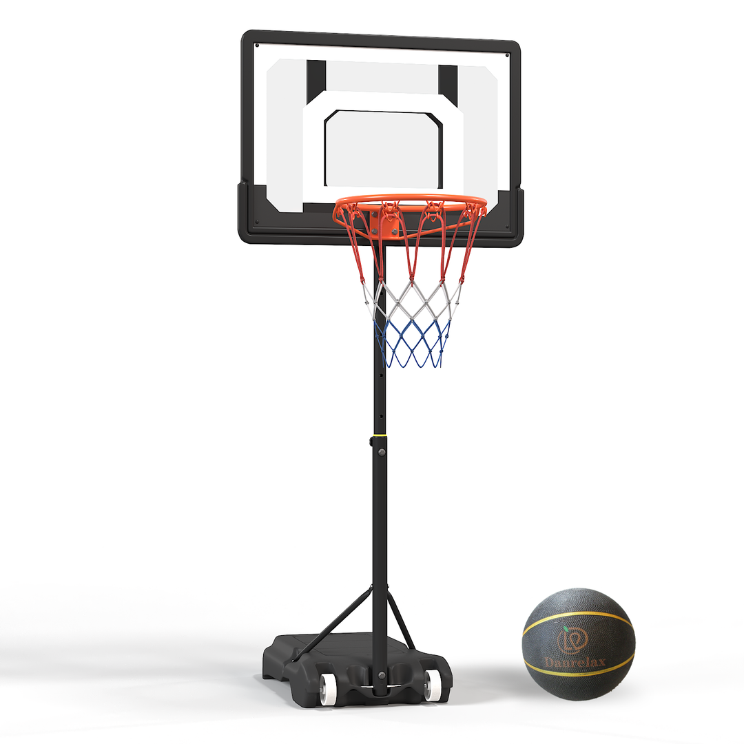 Danrelax Pool Basketball Hoop, Height Adjustable 3.9" to 6.9", Black PE Frame