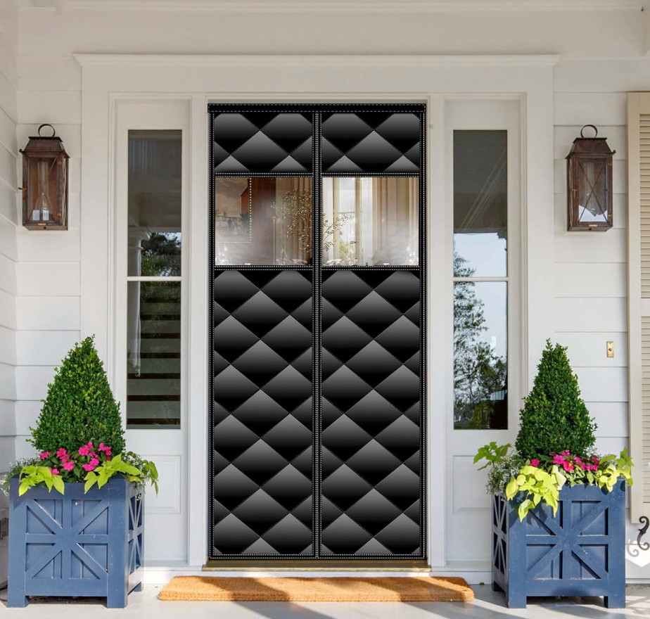 Veanusiver Magnetic Thermal Insulated Door Curtain Detachable Visible Windows,Thicken Polyester Fiberfill & Durable Oxford Fabric,Hands Free Windproof Door Screen,Fits Door Size up to 36''x82''
