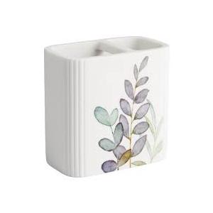 Botanical Toothbrush Holder - blue/green on white
