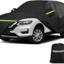 SUV for Nissan Rogue Full Car Cover Waterproof All Weather, Outdoor Car Covers with Zipper and Soft Cotton Lining Windproof Heavy Duty Protection Compatible with 2008-2025 Nissan Rogue SUV (Black)