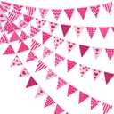 KatchOn, Pink Triangle flags Pennant Banner Large 40 Feet | Valentines Day Garland for Valentines Day Decorations Pink Banner for Baby Shower, Anniversary, Valentines Decor | Galentines Day Decor