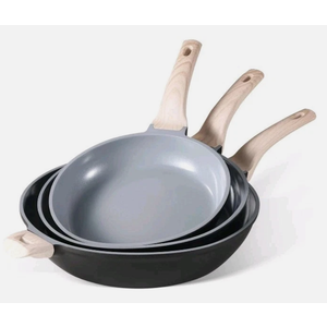 CAROTE Non Stick Frying Pan Set (9.5+11+12.5 Inch) Ceramic Frying Pan Healthy Nonstick Skillet PFOA&PFAS Free -Compatible with All Stovetops Black/Gray