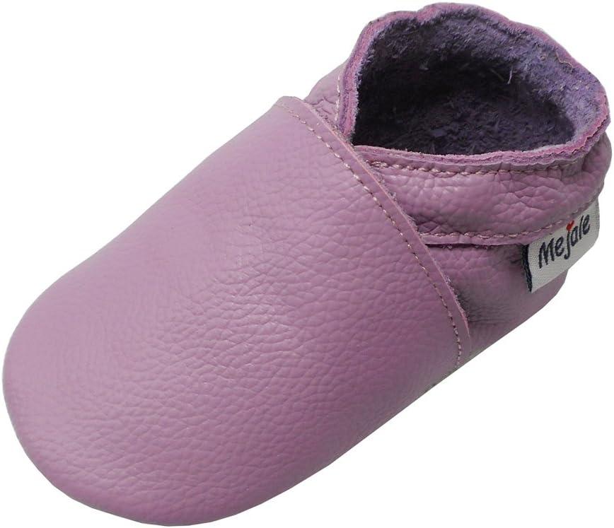 Mejale Baby Soft Soled Leather Moccasins Anti-Slip Infant Toddler Shoes First Walkers(Light Purple, 6-12 Mos)