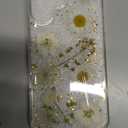 for iPhone 17 Clear Case with Pressed Real Flowers Design,Glitter Cute White Floral Pattern Slim Soft TPU Protective Women Girl's Phone Cover for iPhone 17