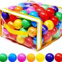 Hovenlay Ball Pit Balls Phthalate Free BPA Free Crush Proof Plastic - 7 Bright Colors in Reusable Play Toys for Kids with Storage Bag
