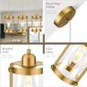 Brushed Gold Pendant Lights Kitchen Island, 1-Light Modern Brass Mini Hanging Light Fixtures with Clear Glass, Farmhouse Kitchen Pendant Lighting Over Island for Sink, OS-3014-1PBG