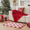 CozeCube Bath mats for Bathroom Non Slip, Fluffy Absorbent Microfiber Bath mat Washable, Aesthetic Bathroom Rugs, Large Christmas Red Checkered Bath mat, Christmas Red, 36" x 24"