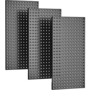EVERHANGER Metal Pegboard Panels 24" x 12", Heavy Duty Steel Peg Boards for Garage, Pegboard Wall Organizer for Tool Storage and Organization, Black, 3 Pack