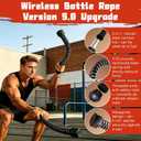 2-in-1 Ropeless Battle Rope & Vibration Bar, Portable Cordless Fitness Ropes for Home Gym, Strength Building, HIIT Training & Low-Impact Aerobic Training for Men and Women