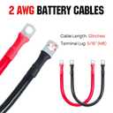 ECO-WORTHY 2AWG Battery Cable with 5/16'' Lug Terminals 12inch Cables Set Tinned Copper Battery Inverter Cable for Car, Truck, RV, Solar