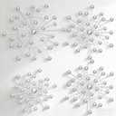 xozeooeu 4 Pcs Silver Starburst Wall Decor, Metal Sunburst Walls Art with Crystal Rhinestones, MultiSize Iron Bling Wall Hanging for Living Room, Bedroom, Entryway