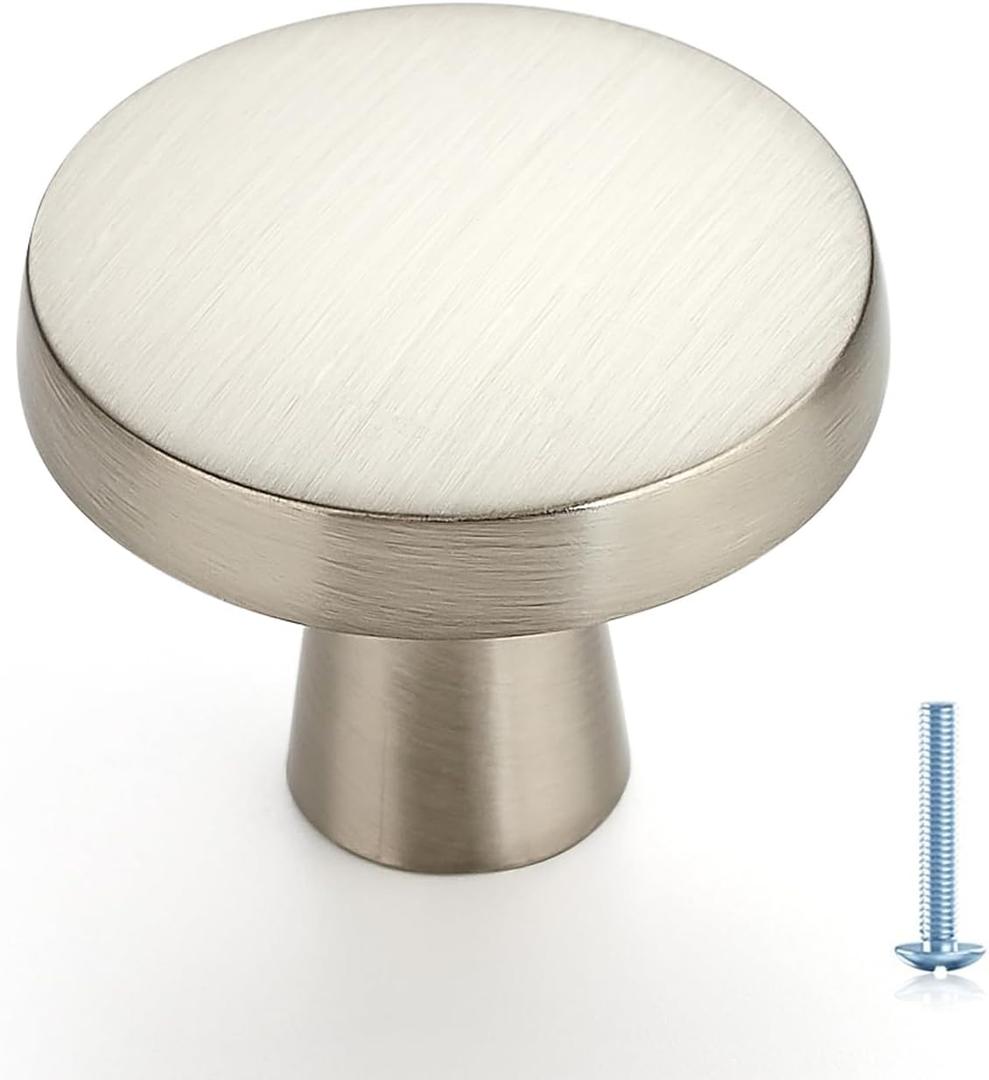 Ravinte 20 Pack Solid Single Hole Kitchen Round Cabinet Knobs Brushed Nickel Pulls Drawer Knobs Kitchen Cabinet Hardware Handles