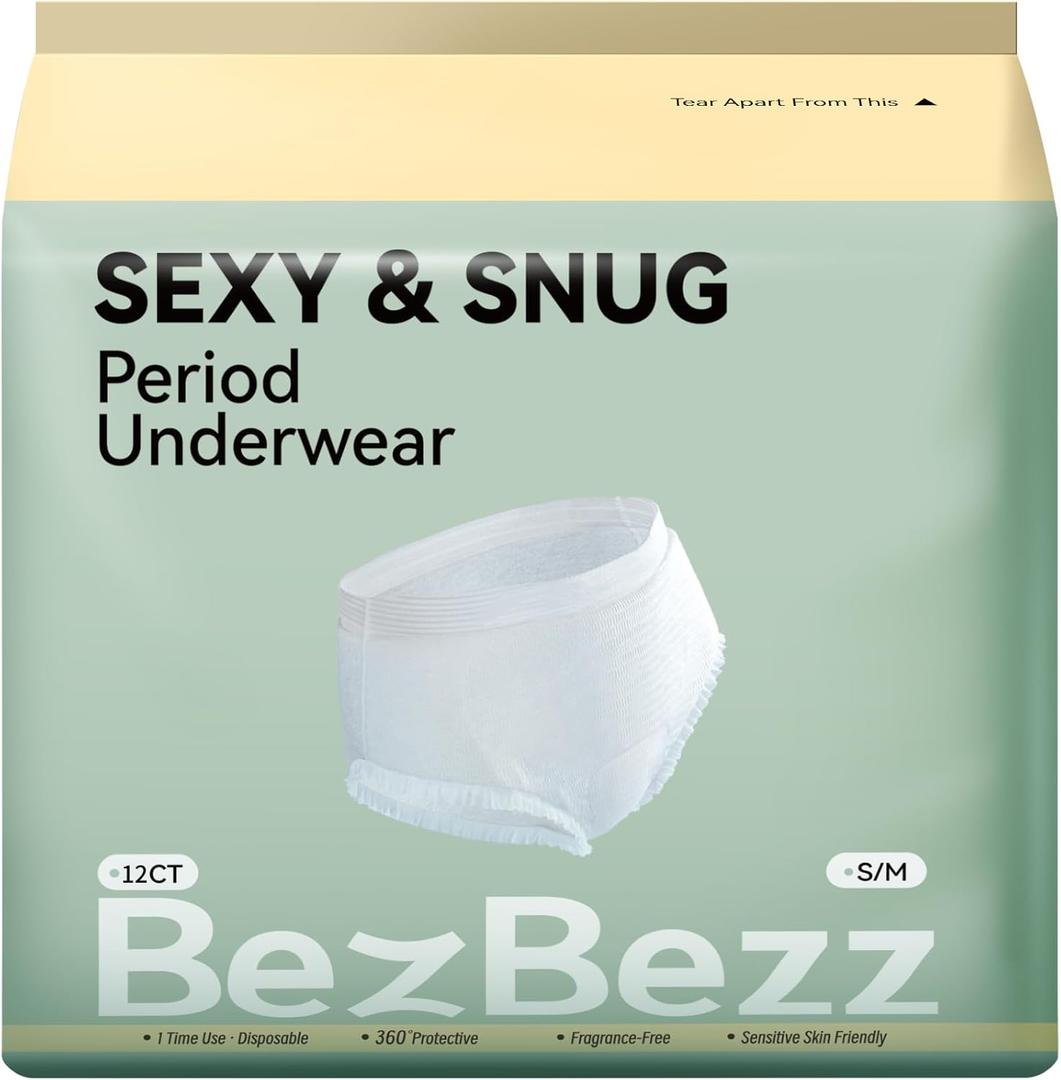 Disposable Period Underwear for Women S/M - Overnight Incontinence & Heavy Flow Pads, Leak-Proof, 360 Coverage for Ultimate Protection & Comfort, 12 Count