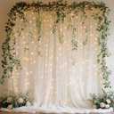 10x8ft White Tulle Backdrop Curtain with Lights, Wrinkle-Free Sheer Wedding Backdrop for Birthday Parties, Baby Showers, Bridal Showers, Photo Shoots and Home Decorations, White