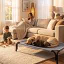 Raised Dog Bed for Large Dogs, Heavy Duty Washable Dog Bed for Indoor Outdoor Use, Extra Large Dog Cot with Dual-Tube Support, Breathable Pet Bed Mesh, Chew-Resistant, 49" x 31" x 8", Grey