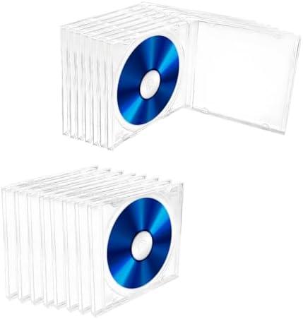 DXNQ 12 PCS Standard Single Clear CD Jewel Case, Plastic Dustproof Classic Design CD Cases, Compact CD DVD Cover with Assembled Transparent Tray for Protection & Replacement (Transparent, Style1)