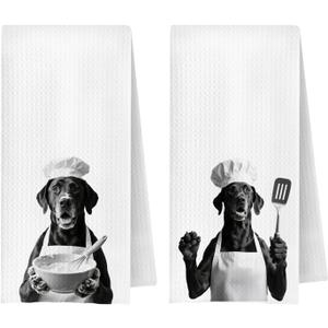 Funny Great Dane Dog Kitchen Towels,Great Dane Hand Tea Towels for Bathroom Kitchen,Dog Gifts for Women Decorative Hand Towels, 16x24 Inch, Set of 2