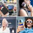 6 x BIAJIYA Card Holder for Back of Phone, Pouch Silicone Wallet Sleeve Pocket Stick-on ID Credit Card for All Smartphones (Black*5)